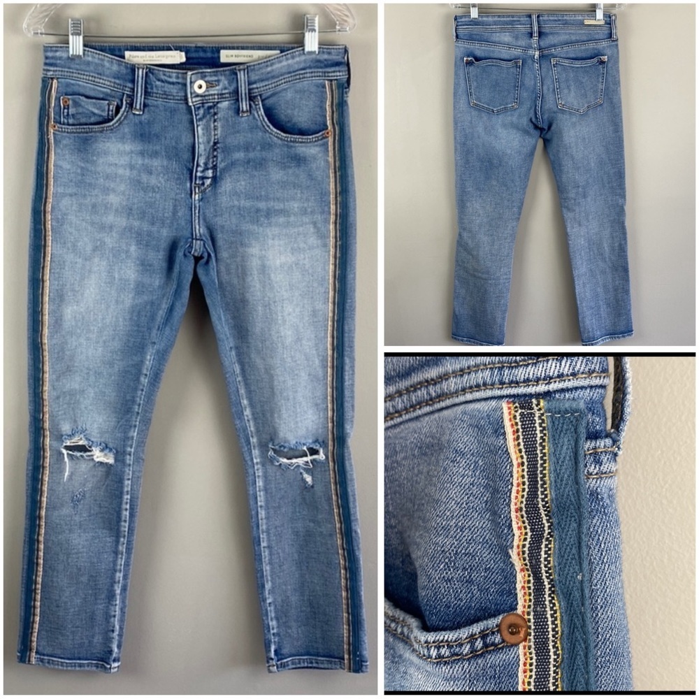 Anthropologie Pilcro and the Letterpress Stripe Slim Boyfriend Jeans Size 27